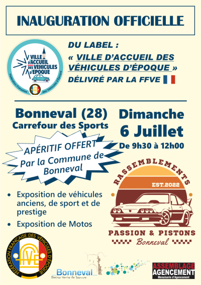 Inauguration du label "Ville d'accueil des véhicules d'époque" de la commune de Bonneval