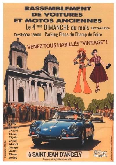 Rassemblement de voitures et motos anciennes
