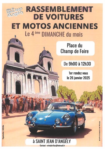 Rassemblement de voitures et motos anciennes
