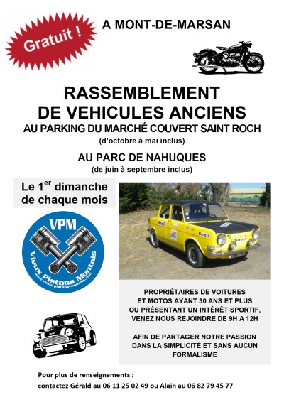 Rassemblement mensuel autos-motos à Mont-de-Marsan
